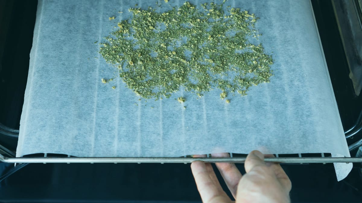 Dry bud being decarboxylated