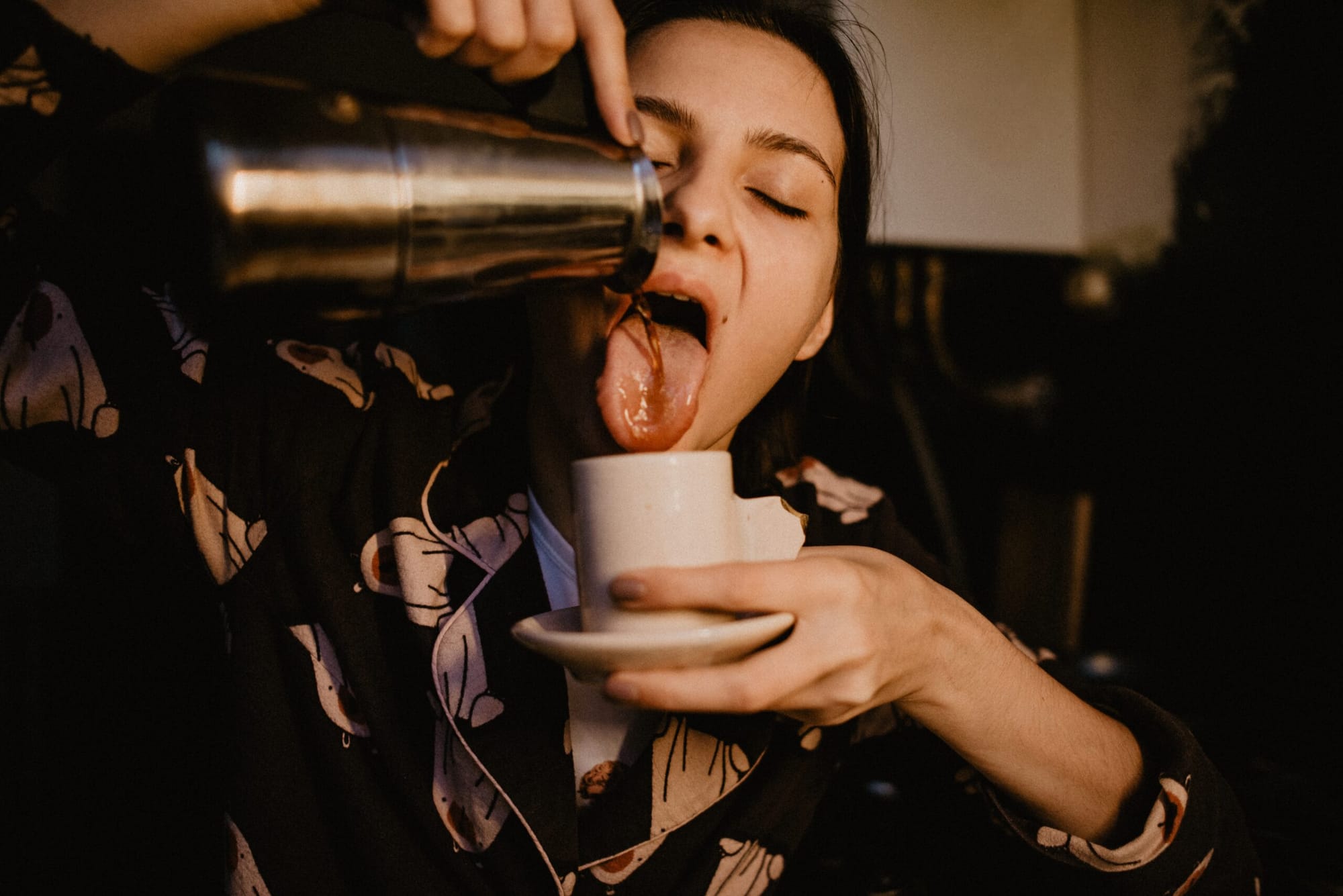 Woman Drinking Coffee. Possible Bad Coffee Drinking Habits