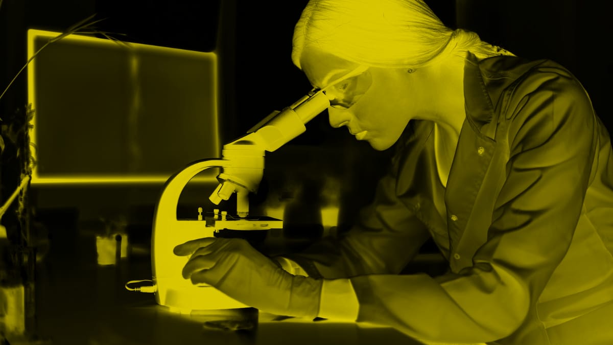 Lady with microscope.
